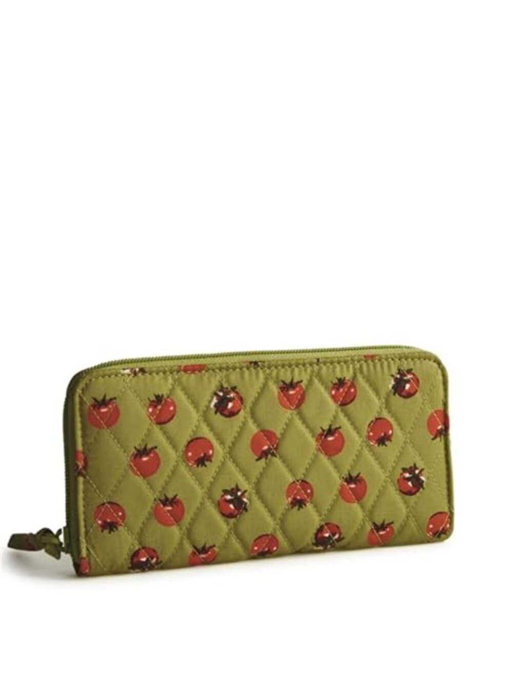 Quilted Cotton Continental Wallet Tomato Print Zip Around Card Holder Clutch New